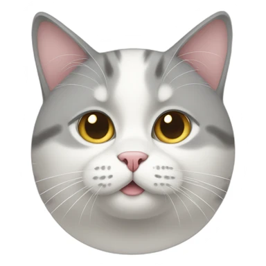 Fat white and grey cat sticker