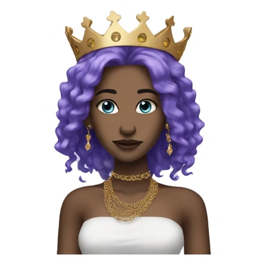 queen white skin long purple hair facial piercings blue eyes  sticker