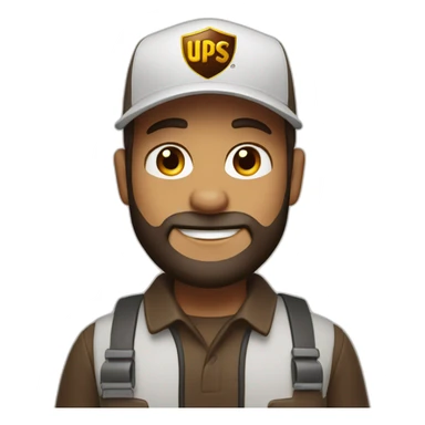 White UPS delivery man with long beard sticker