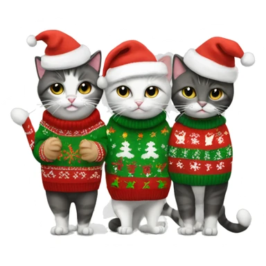 5 cats in christmas sweaters sticker