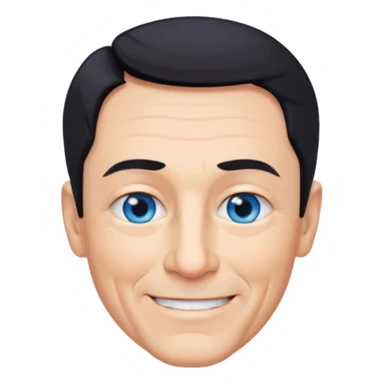 homme 60 ans menton pointu, yeux bleus cheveux noir courts sourir sticker