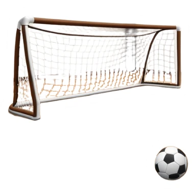 A close-up of footballs and a goal on a covered indoor futsal court with a wooden floor. The scene highlights the details of the balls and goalposts, with the smooth, polished court surface creating a clean and focused atmosphere for the game. sticker
