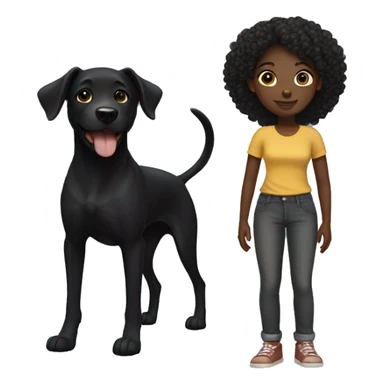 Black girl with black dog  sticker
