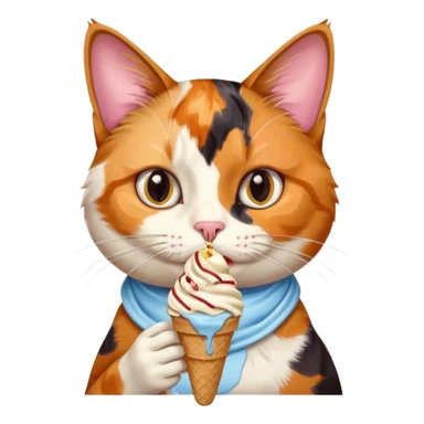 Cat with a ice cream and waching an Ipad sticker