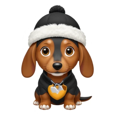 mini daschund wearing a white beanie sticker