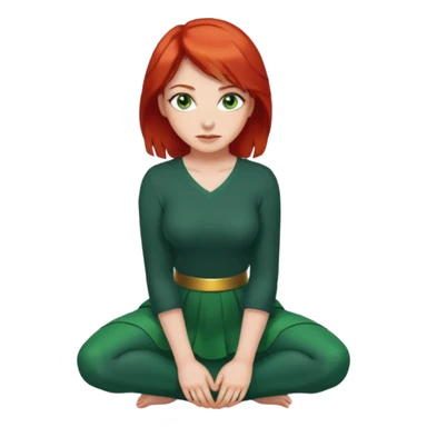 Woman with green eyes and red hair kneeled down  sticker