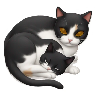 calico cat and black cat sleeping sticker