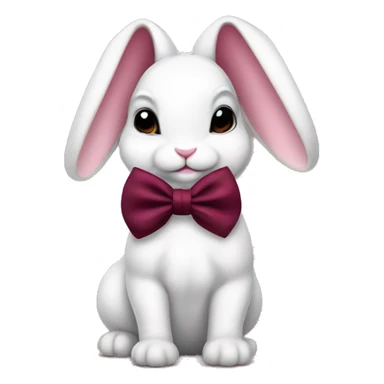 Baby bunny with coquette burgundy bow on ear sticker