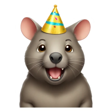 Wombat with Party hat sticker