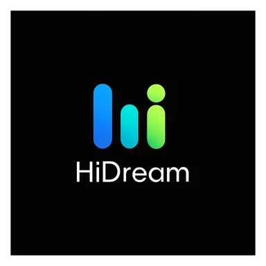 create high dream logo like this with text "HIDream", black background  sticker