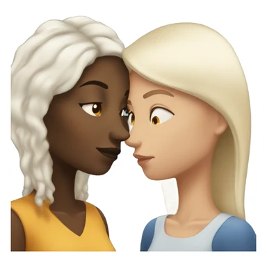 Black woman with long hair kissing a white woman with short hair sticker