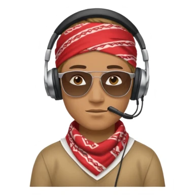 man with shades, headphones and bandana sticker
