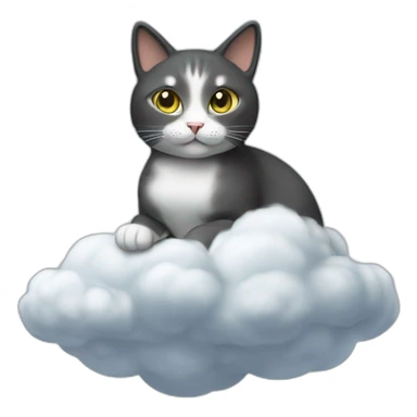 cat secretary sitting on top of the cloud sticker