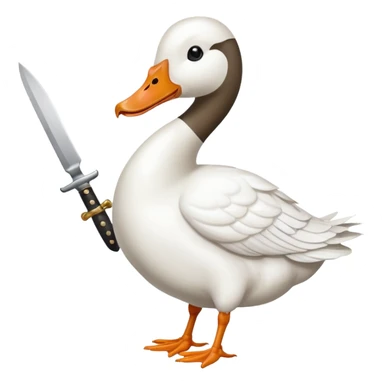 Duck holding knife in mouth but make it a white goose sticker
