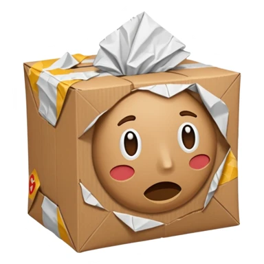 Generate a realistic emoji of a package being damaged. The emoji is simple and has no facial expressions sticker