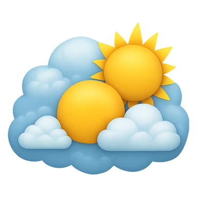 Remove the face from the sun but keep the sun peeking through clouds. The style is emoji style with no background. sticker