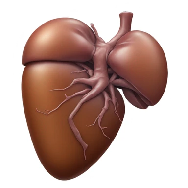 “A realistic image of a human liver, showing its smooth, reddish-brown texture, with clear anatomical details, and subtle shading to highlight its shape and depth.” sticker