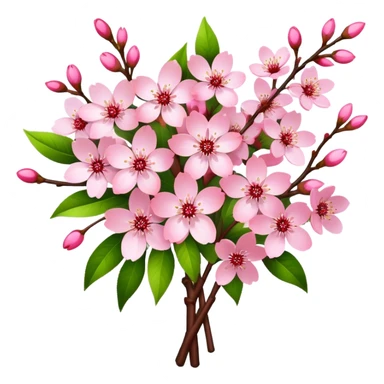 big bouquet Cherry Blossom, luxuriant, stem, leaf, bright sticker
