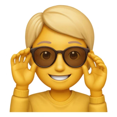 make me a emoji that is with summer glasses and a arm at the face smiling sticker