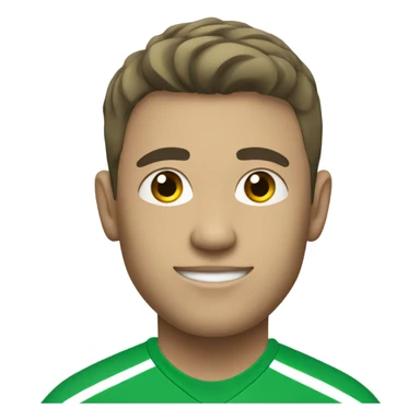 A soccer player with a green shirt with white skin color  sticker