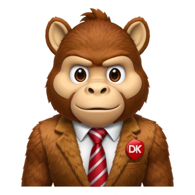 Donkey Kong🦍💪🐵 with red tie with his initials (DK) on sticker