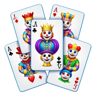 bunch of poker cards, with crazy colorful jolly jokers inside sticker