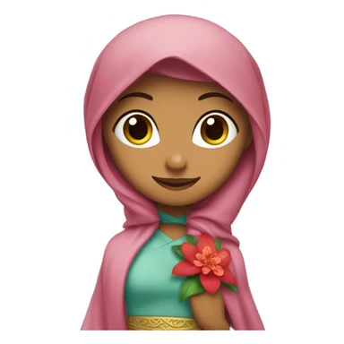 Princess jasmine wearing hijab affording a red jasmine flower  sticker