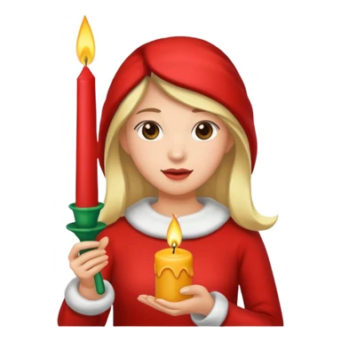 woman holding christmass candle sticker