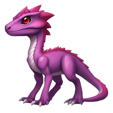 Chibi-Anthro Mauve-maroon-red-colored edgy anthro-genesect-velociraptor-scalie-sona-Fakémon-hybrid with a purple-pink mane on head and back and horns full body sticker