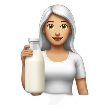 women with a milk brick sticker