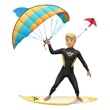 Kiter man con neopreno negro largo en el mar con una cometa kite surf de 18 metros,haciendo kite surf y el truco downloop sticker