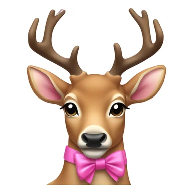 dear with pink bow around neck sticker