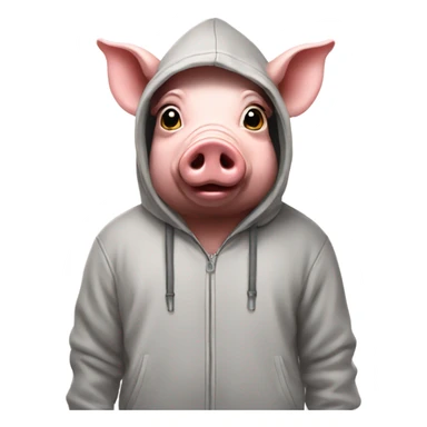 Pig wearing a hoodie sticker