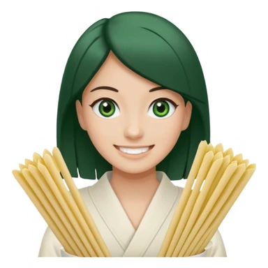 Noir et blanc avec des yeux verts et des pâtes en mikado sticker