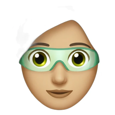 lasik eye surgery mask dark brown long straight hair green eyes sticker