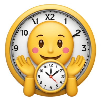 Regular emoji with hands and an clock in the hands sticker