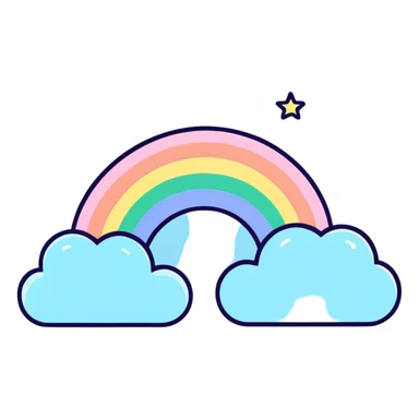 dreamy pastel blue rainbow with stars sticker
