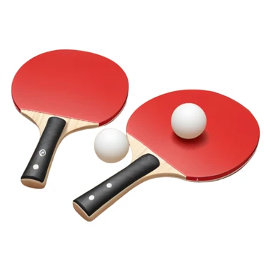 Two table tennis paddles and a ball placed on a ping pong table, with the net in the background. The scene conveys the simplicity and focus of the sport, with vibrant colors highlighting the rackets and ball on the smooth surface of the table. sticker