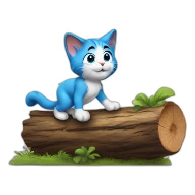 smurf cat walking on the log sticker