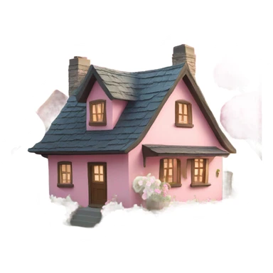 cottage with pink flowers sticker
