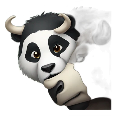 Panda and bison cuddling sticker