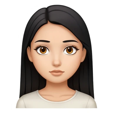 Girl with black straight hair,brown eyes, soft make up, wearing a white top sticker