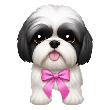 shihtzu black with pink ribbon sticker