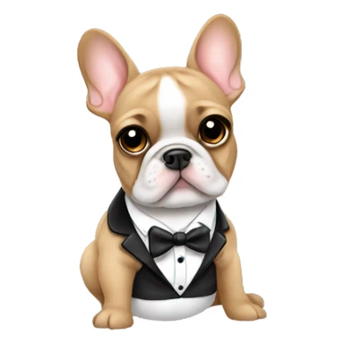 Fawn frenchie wearing a tuxedo sticker
