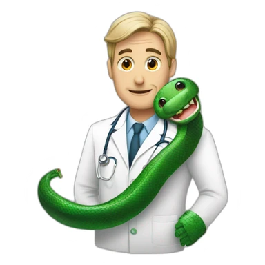 His doctor is in the form of a snake sticker