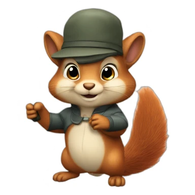 A squirrel with a wand and a beret sticker