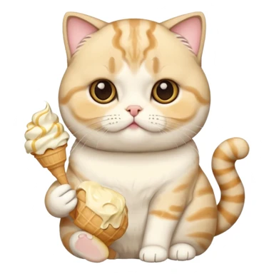 scottish fold cat eating ice cream  sticker