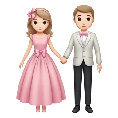 Elegant girl with a beautiful flowy dress delicate pink bow and man together in Montenegro holding hands elegant  sticker