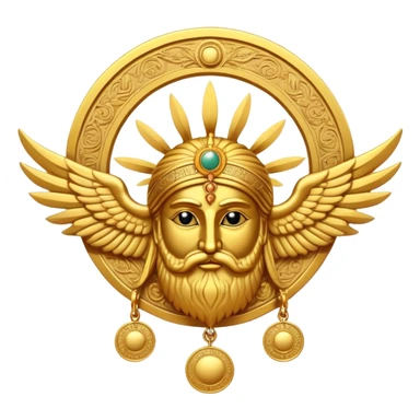 Zoroastrian Faravahar winged sun disc with bearded figure sticker