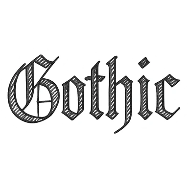 the word 'Gothic' in ornate gothic calligraphy sticker